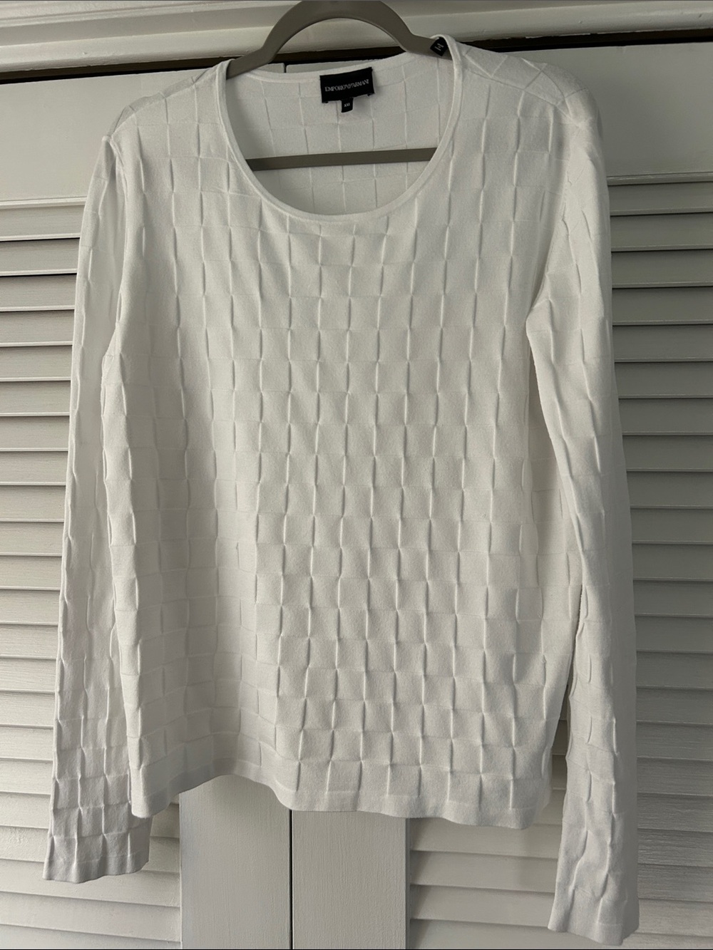 Emporio Armani White Textured Long-Sleeve Top